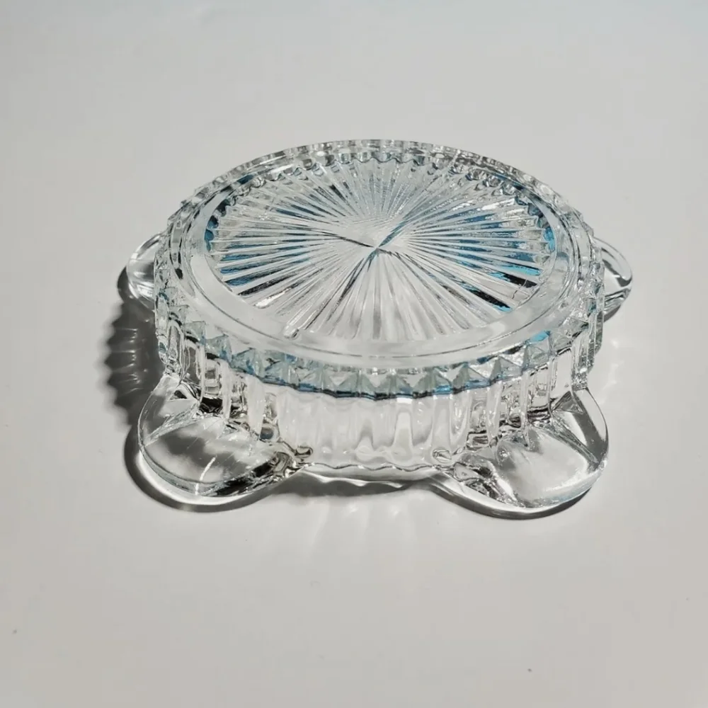 Vintage Ashtray Clear Glass 5 Groove Divided  Trinket Tray 4 Inch - Picture 3 of 5